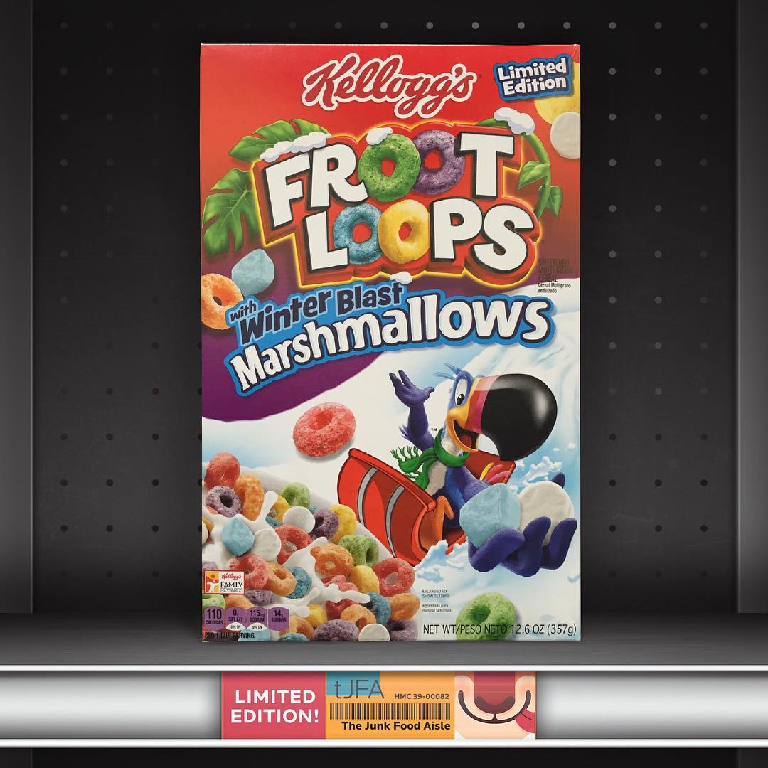 Kellogg's Froot Loops with Winter Blast Marshmallows - The Junk Food Aisle