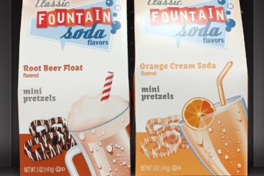 Classic Fountain Soda Flavors Root Beer Float and Orange Cream Soda Mini Pretzels