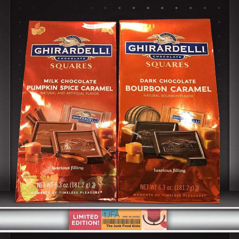 Dark Chocolate Bourbon Caramel & Milk Chocolate Pumpkin Spice Caramel Ghirardelli Squares