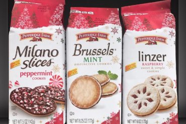 Pepperidge Farm Milano Slices Peppermint Cookies, Brussels Mint Cookies, and Linzer Raspberry Cookies