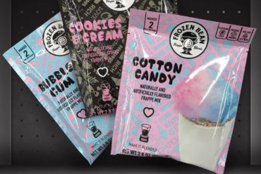 Frozen Bean Cotton Candy, Cookies & Cream, and Bubble Gum Frappe Mixes