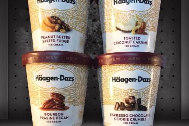 Häagen-Dazs Peanut Butter Salted Fudge, Toasted Coconut Caramel, Bourbon Praline Pecan & Espresso Chocolate Cookie Crumble