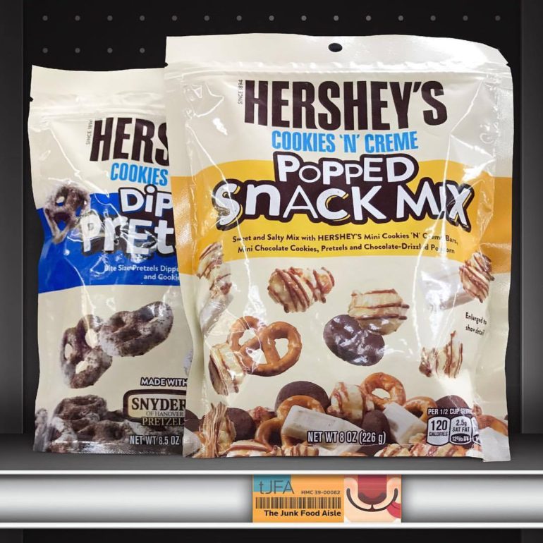 Hershey’s Cookies ‘n’ Creme Popped Snack Mix and Dipped Pretzels