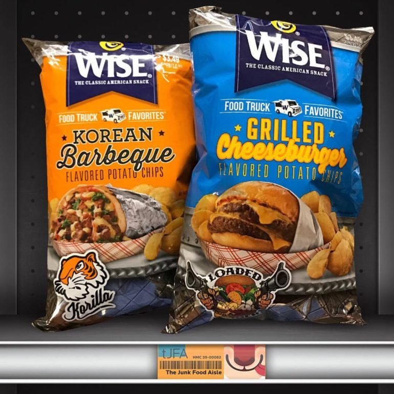Wise Food Truck Favorites Korean Barbeque and Grilled Cheeseburger Potato Chips